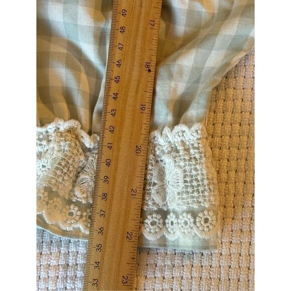 Haute Baby, Baby Girl's Mint Checkered Gingham & Lace Romper 12 Months Baby Girl - Picture 9 of 10